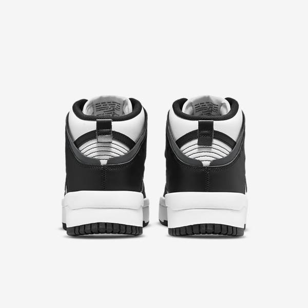 Women's Nike Dunk High Up Sneakers White / Dark Grey / Black | NK093GQV