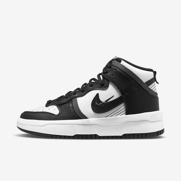 Women\'s Nike Dunk High Up Sneakers White / Dark Grey / Black | NK093GQV