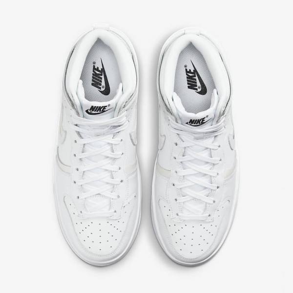 Women's Nike Dunk High Up Sneakers White / Black / White | NK478BGO