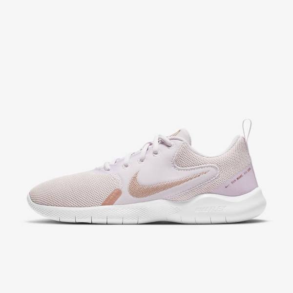 Women\'s Nike Flex Experience Run 10 Road Running Shoes Light Purple / White / Metal Red Brown | NK012HXU