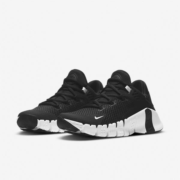 Women's Nike Free Metcon 4 Training Shoes Black / White | NK105LYF