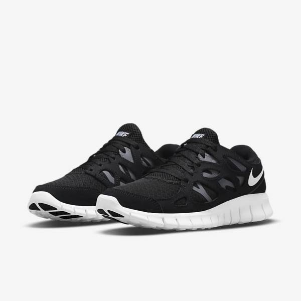 Women's Nike Free Run 2 Sneakers Black / Dark Grey / White | NK627UKS