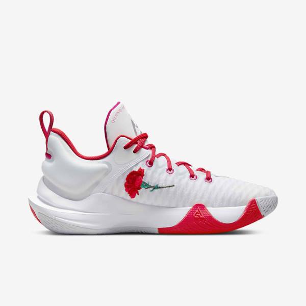 Women's Nike Giannis Immortality Basketball Shoes White / Pink / Platinum / Red | NK279SDA