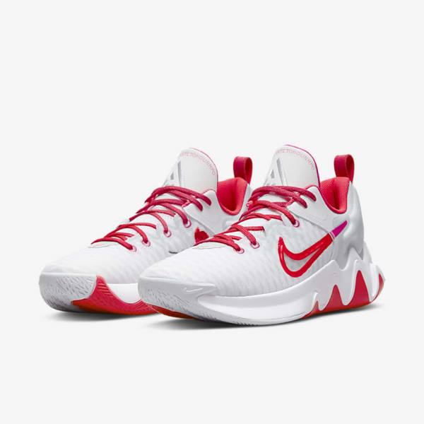 Women's Nike Giannis Immortality Basketball Shoes White / Pink / Platinum / Red | NK279SDA