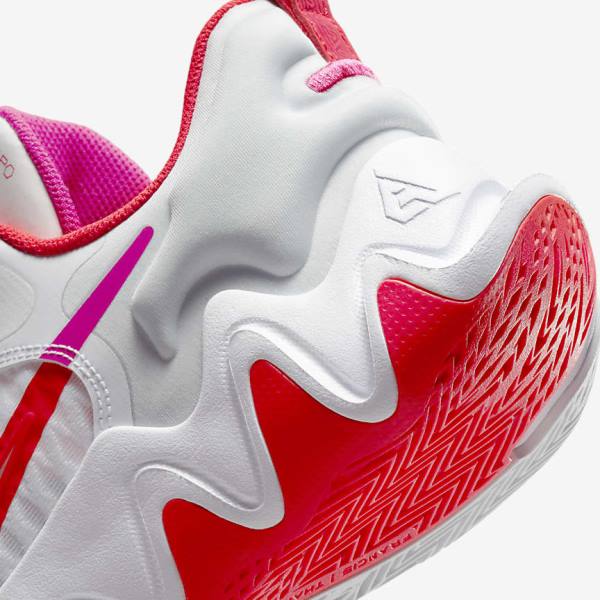 Women's Nike Giannis Immortality Basketball Shoes White / Pink / Platinum / Red | NK279SDA