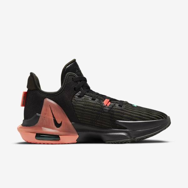 Women's Nike LeBron Witness 6 Basketball Shoes Black / Red / Metal Silver | NK603PVA