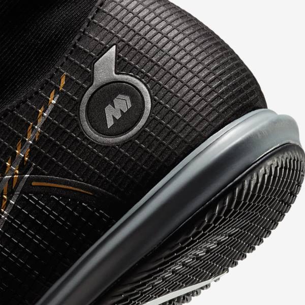 Women's Nike Mercurial Superfly 8 Academy IC Indoor-Court Football Shoes Black / Metal Silver / Grey / Metal Gold | NK639TIH