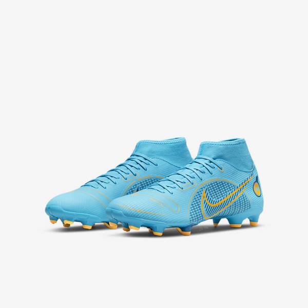 Women's Nike Mercurial Superfly 8 Academy MG Multi-Grounds Football Shoes Blue / Orange | NK937ZFV