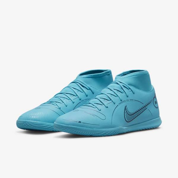 Women's Nike Mercurial Superfly 8 Club IC Indoor Court Football Shoes Blue / Orange | NK084KHO