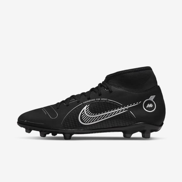 Women\'s Nike Mercurial Superfly 8 Club MG Multi-Grounds Football Shoes Black / Grey / Metal Silver | NK598ROQ