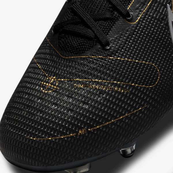 Women's Nike Mercurial Superfly 8 Elite SG-PRO Anti-Clog Traction Soft-Ground Football Shoes Black / Metal Silver / Grey / Metal Gold | NK374BEL