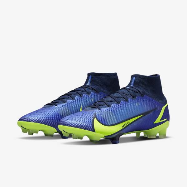 Women's Nike Mercurial Superfly 8 Elite FG Firm-Grounds Football Shoes Blue | NK627WMU