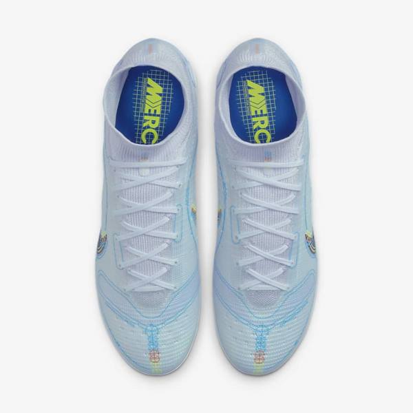 Women's Nike Mercurial Superfly 8 Elite FG Firm-Grounds Football Shoes Grey / Light Blue / Blue | NK736STZ