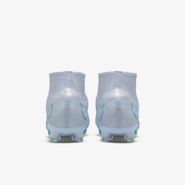 Women's Nike Mercurial Superfly 8 Elite FG Firm-Grounds Football Shoes Grey / Light Blue / Blue | NK736STZ