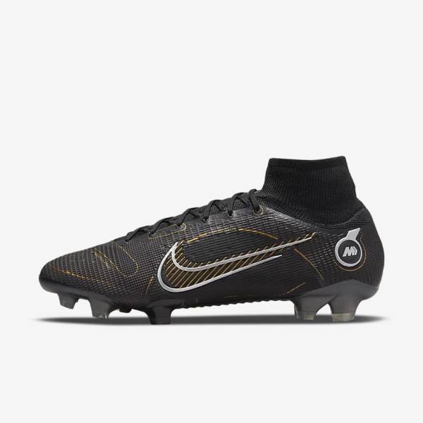 Women\'s Nike Mercurial Superfly 8 Elite FG Firm-Grounds Football Shoes Black / Metal Silver / Grey / Metal Gold | NK740COI