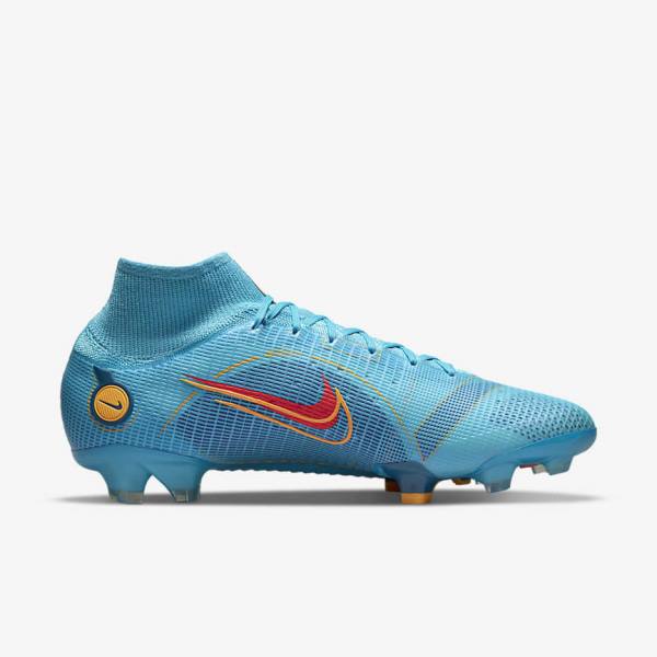 Women's Nike Mercurial Superfly 8 Elite FG Firm-Grounds Football Shoes Blue / Orange | NK783MVQ