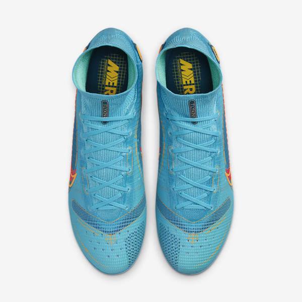 Women's Nike Mercurial Superfly 8 Elite FG Firm-Grounds Football Shoes Blue / Orange | NK783MVQ