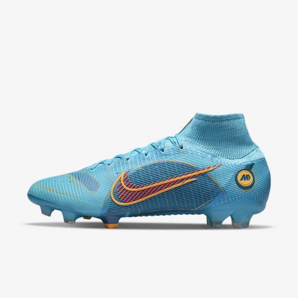 Women\'s Nike Mercurial Superfly 8 Elite FG Firm-Grounds Football Shoes Blue / Orange | NK783MVQ