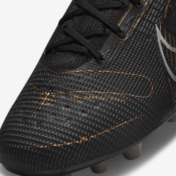 Women's Nike Mercurial Superfly 8 Elite AG Artificial-Grasss Football Shoes Black / Metal Silver / Grey / Metal Gold | NK916MIX