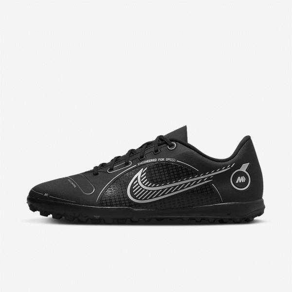 Women\'s Nike Mercurial Vapor 14 Club TF Turf Football Shoes Black / Grey / Metal Silver | NK042TXY