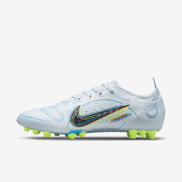 Women\'s Nike Mercurial Vapor 14 Elite AG Artificial-Grounds Football Shoes Grey / Light Blue / Orange / Blue | NK148XPJ