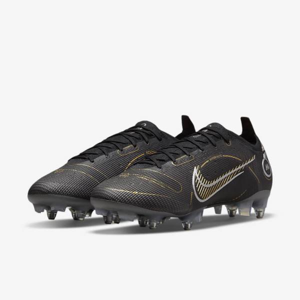 Women's Nike Mercurial Vapor 14 Elite SG-PRO Anti-Clog Traction Soft-Grounds Football Shoes Black / Metal Silver / Grey / Metal Gold | NK245UQM