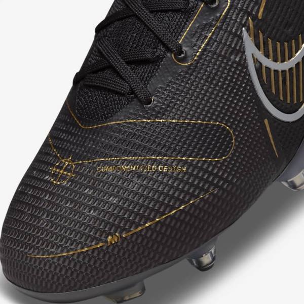 Women's Nike Mercurial Vapor 14 Elite SG-PRO Anti-Clog Traction Soft-Grounds Football Shoes Black / Metal Silver / Grey / Metal Gold | NK245UQM