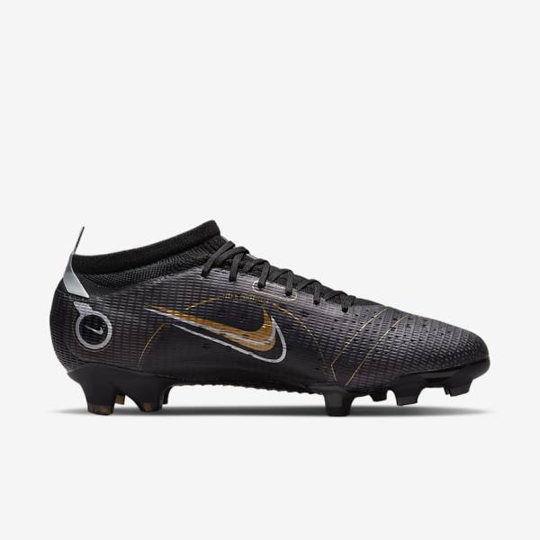 Women's Nike Mercurial Vapor 14 Pro FG Firm-Ground Football Shoes Black / Metal Silver / Grey / Metal Gold | NK345XIY