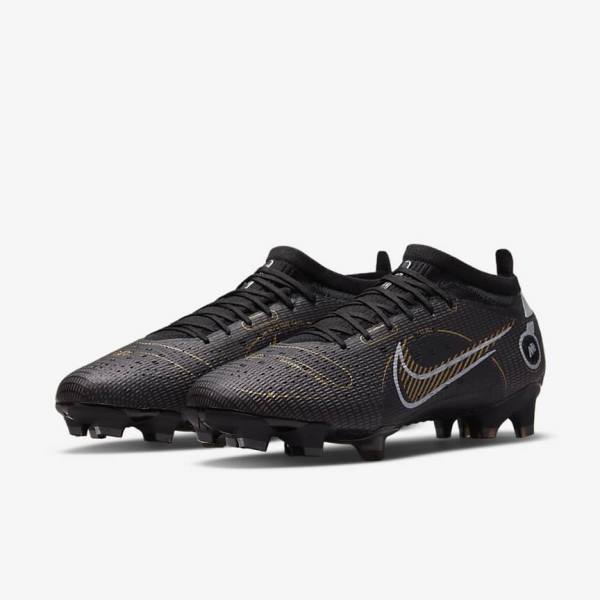 Women's Nike Mercurial Vapor 14 Pro FG Firm-Ground Football Shoes Black / Metal Silver / Grey / Metal Gold | NK345XIY