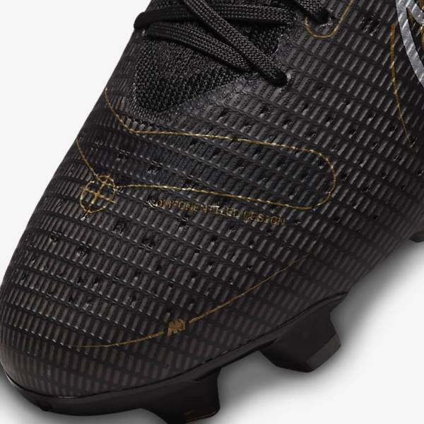 Women's Nike Mercurial Vapor 14 Pro FG Firm-Ground Football Shoes Black / Metal Silver / Grey / Metal Gold | NK345XIY