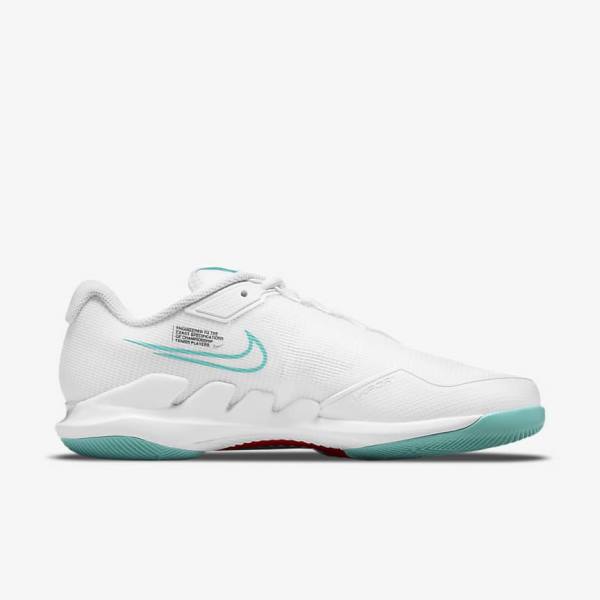 Women's Nike NikeCourt Air Zoom Vapor Pro Hard-Court Tennis Shoes White / Red / Burgundy / Turquoise | NK028UZS