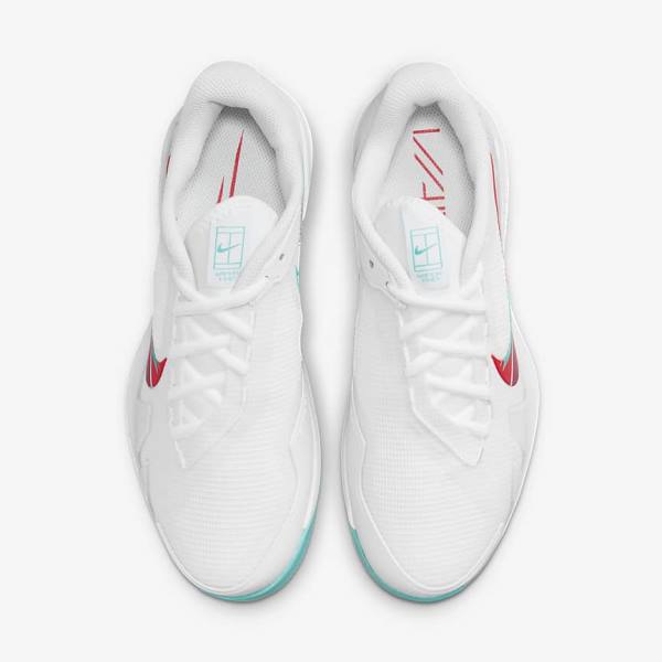 Women's Nike NikeCourt Air Zoom Vapor Pro Hard-Court Tennis Shoes White / Red / Burgundy / Turquoise | NK028UZS