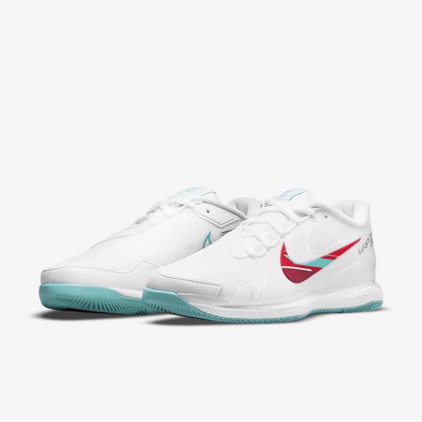 Women's Nike NikeCourt Air Zoom Vapor Pro Hard-Court Tennis Shoes White / Red / Burgundy / Turquoise | NK028UZS