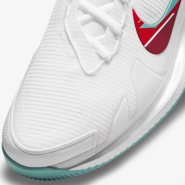 Women's Nike NikeCourt Air Zoom Vapor Pro Hard-Court Tennis Shoes White / Red / Burgundy / Turquoise | NK028UZS