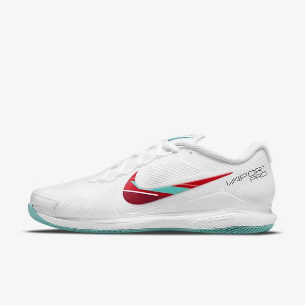 Women\'s Nike NikeCourt Air Zoom Vapor Pro Hard-Court Tennis Shoes White / Red / Burgundy / Turquoise | NK028UZS