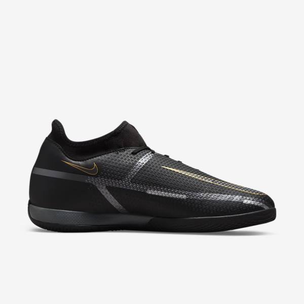 Women's Nike Phantom GT2 Academy Dynamic Fit IC Indoor Court Football Shoes Black / Metal Gold / Dark Grey / Metal Dark Grey | NK356MNQ