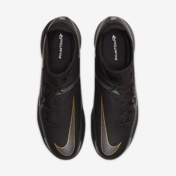 Women's Nike Phantom GT2 Academy Dynamic Fit IC Indoor Court Football Shoes Black / Metal Gold / Dark Grey / Metal Dark Grey | NK356MNQ