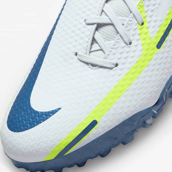 Women's Nike Phantom GT2 Academy Dynamic Fit TF Turf Football Shoes Grey / Light Blue / Dark Blue | NK541WGN