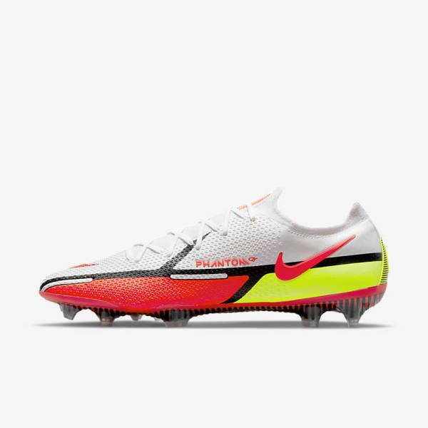 Women\'s Nike Phantom GT2 Elite FG Firm-Ground Football Shoes White / Black / Light Red | NK168OMG