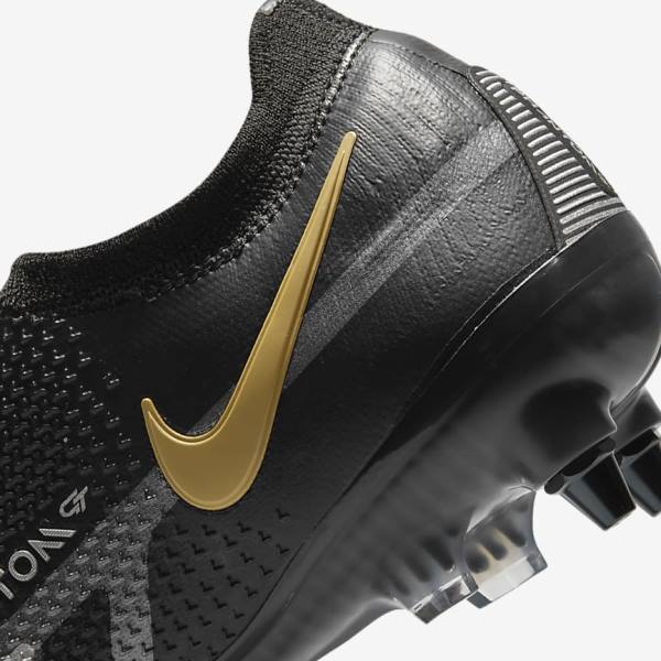 Women's Nike Phantom GT2 Elite SG-Pro AC Soft-Ground Football Shoes Black / Metal Gold / Metal Silver / Metal Dark Grey | NK180PEW