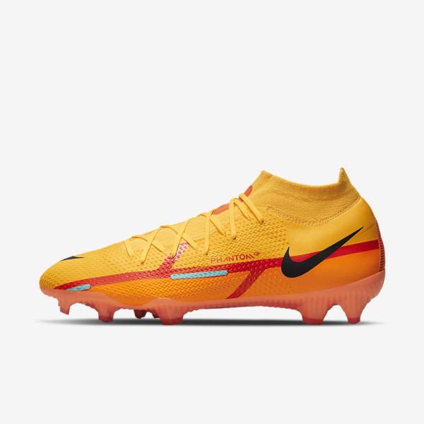 Women\'s Nike Phantom GT2 Pro Dynamic Fit FG Firm-Ground Football Shoes Orange / Light Red / Black | NK238EIH