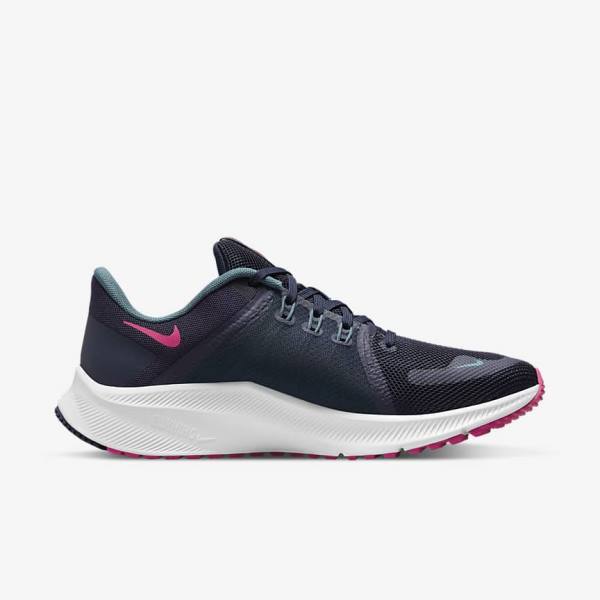 Women's Nike Quest 4 Road Running Shoes Blue / Grey Green / White / Pink | NK371ACT