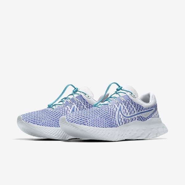 Women's Nike React Infinity Run 3 By You Custom Road Running Shoes White / Blue / White | NK315HBP