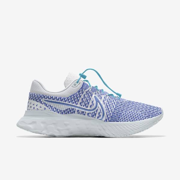 Women's Nike React Infinity Run 3 By You Custom Road Running Shoes White / Blue / White | NK315HBP