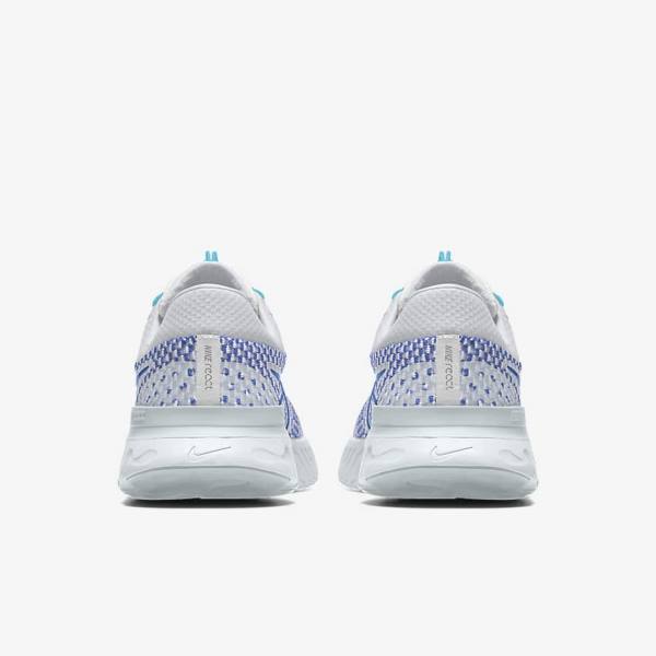 Women's Nike React Infinity Run 3 By You Custom Road Running Shoes White / Blue / White | NK315HBP