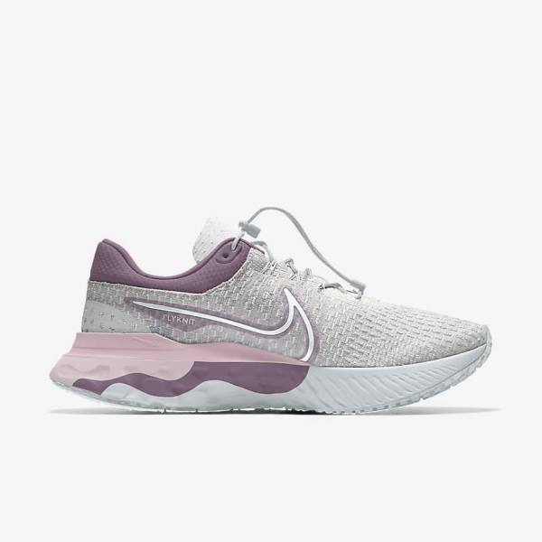 Women's Nike React Infinity Run 3 By You Custom Road Running Shoes Grey / Platinum / Grey | NK703ORG