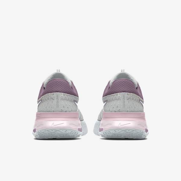 Women's Nike React Infinity Run 3 By You Custom Road Running Shoes Grey / Platinum / Grey | NK703ORG