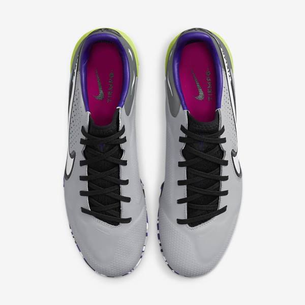 Women's Nike React Tiempo Legend 9 Pro TF Turf Football Shoes Light Grey / White | NK274HYZ