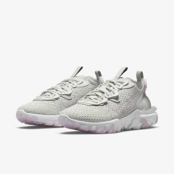 Women's Nike React Vision Sneakers Light Beige / White / Pink | NK821OWJ