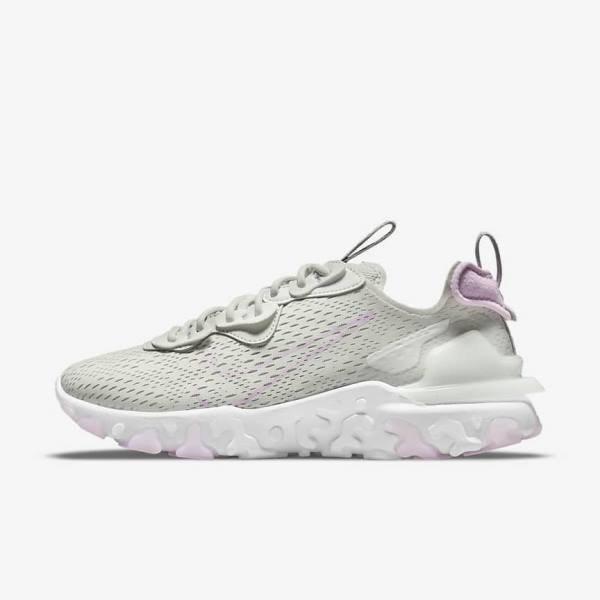 Women\'s Nike React Vision Sneakers Light Beige / White / Pink | NK821OWJ